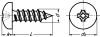 Vis à tôle tête cylindrique bombée large phillips forme c inox a2 - din 7981 - iso 7049 (Diagrama)