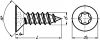 Six lobes recessed countersunk head self tapping screw - stainless steel a2 - din 7982 inox a2 - din 7982 (Schema)