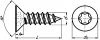 Vis à tôle tête fraisée six lobes inox a2 - din 7982 (Diagrama)