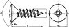 Phillips cross recessed raised countersunk head self tapping screw - stainless steel a2 - din 7983 - iso 7051 inox a2 - din 7983 - iso 7051 (Schema)