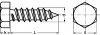 Vis à tôle tête hexagonale bout pointu inox a2 - din 7976 - iso 1479 (Diagrama)