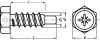 Self tapping screw hexagon head pozidriv cross recessed with pilot end - stainless steel a2 inox a2 (Schema)