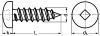 Vis à tôle tête cylindrique bombée large empreinte carrée inox a2 - din 7981 (Schéma)