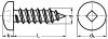 Vis à tôle tête cylindrique bombée large empreinte carrée inox a2 - din 7981 (Diagrama)