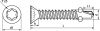 Six lobes countersunk head serrated self-drilling screw with winglets point 3 - steel and stainless steel a2 inox a2 (Schema)