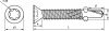 Six lobes countersunk head serrated self-drilling screw with winglets point 5 - steel and stainless steel a2 inox a2 (Schema)