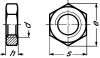Hexagon thin nut - stainless steel a2 - din 439 - iso 4035 inox a2 - din 439 - iso 4035 (Schema)