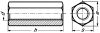 Ecrou hexagonal 3d h = 3 d inox a2 - din 6334 (Diagrama)