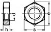 Ecrou hexagonal bas filetage métrique pas fin inox a2 - din 439 (Schéma)