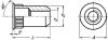 Ecrou à sertir cylindrique cranté tête fine affleurante inox a2 (Diagrama)