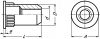 Flat head knurled rivet nut - stainless steel a2 inox a2 (Schema)