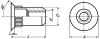 Countersunk head knurled rivet nut - stainless steel a2 inox a2 (Schema)