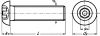 Vis àmétaux tête bombée six pans creux inviolable avec téton central inox a2 (Schéma)