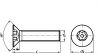 Metric thread security screw flat head six lobes recess with pin - stainless steel a2 inox a2 (Schema)