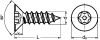 Self tapping security screw flat head six lobes recess with pin - stainless steel a2 inox a2 (Schema)