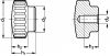 Bouton molete taraudage borgne - inox a2 (Schéma)