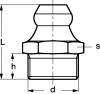 GRAISSEUR HYDRAULIQUE A BEC DROIT - DIN 71412 - INOX 303 - Schéma