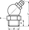 Graisseur hydraulique a bec coude a 45° - din 71412 - inox 303 (Diagrama)