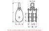 Swivel eye  pulley double sheaves - stainless steel (Schema)