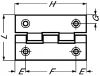 Heavy duty hinge rolled knuckle - stainless steel 304 inox 304 (Schema)