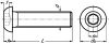 VIS A TETE CYLINDRIQUE BOMBEE PLATE SIX PANS CREUX - INOX A4 - ISO 7380 - Schéma