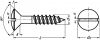 Slotted raised countersunk head wood screw stainless steel a4 - din 95 inox a4 - din 95 (Schema)