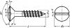 Vis à bois tête fraisée bombée fendue inox a4 - din 95 (Diagrama)