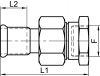 Raccord union Femelle à sertir / taraudage Gaz - Schéma