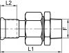 Raccord union Femelle à sertir / filetage Gaz conique - Schéma