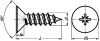 Cross recessed countersunk head tapping screw - stainless steel a4 - din 7982 - iso 7050 inox a4 - din 7982 - iso 7050 (Schema)