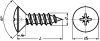 Cross recessed raised countersunk head tapping screw - stainless steel a4 - din 7983 - iso 7051 inox a4 - din 7983 - iso 7051 (Schema)
