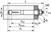 Boulon de sécurité type b tige filetée + écrou + rondelle liebig® - inox a4-80 (Diagrama)