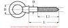 Eye bolt with wood thread - stainless steel (Schema)