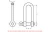 Long forged straight shackle - stainless steel a4 (Schema)