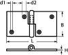 Charnière marine dégondable droite inox a4 (Schéma)