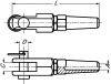 Small threaded machined fork stud - right threaded - stainless steel a4 inox a4 (Schema)