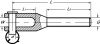 Small threaded machined fork stud - left threaded - stainless steel a4 inox a4 (Schema)