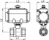 Vanne 2 pièces F/F avec vérin pneumatique inox - Schéma