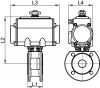 Vanne entre brides ISO avec vérin pneumatique inox - Schéma