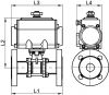 Vanne 3 pièces à brides - vérin pneumatique inox - Schéma