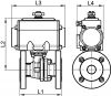 Vanne 2 pièces à brides - vérin pneumatique inox - Schéma