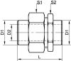 Raccord union lisse lisse DN6 au DN20 - Schéma