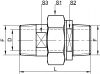 Schéma raccord union mâle mâle DN25 au DN50