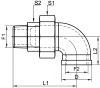 Coude union mâle / femelle 90° - Schéma