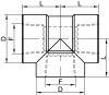 Té trois branches femelles taraudage NPT - Schéma
