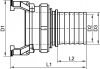Demi-raccord à douille annelée et collerette - Schéma