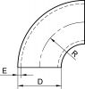 Coude métrique 1,5D à 90° roulé soudé - Schéma