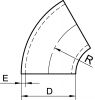 Coude ISO à 60° roulé soudé - Schéma