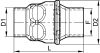 Clapet anti-retour à ressort femelle / femelle Gaz - Joint EPDM ACS - Corps embouti inox 304 ? 316  - Schéma