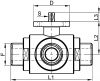 Vanne à boule avec platine ISO, 3 voies - Schéma